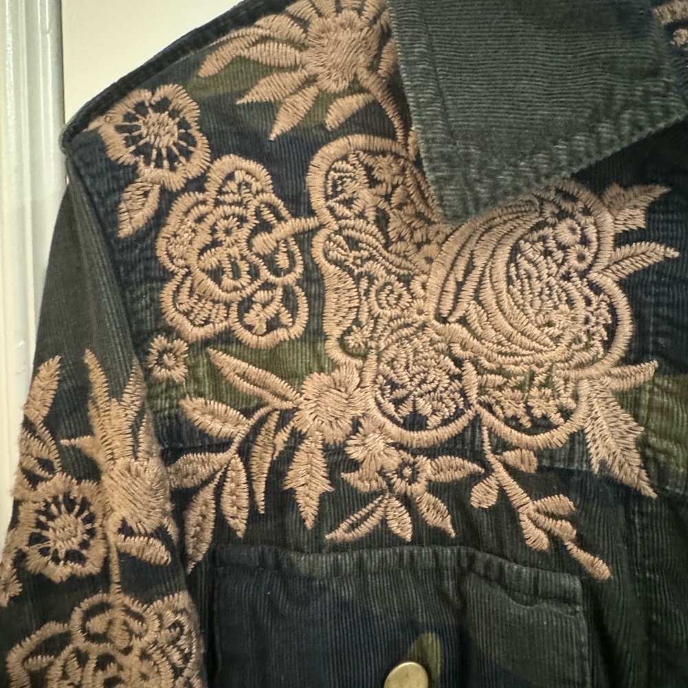 Johnny Was Chord Camo Lace Miloqui Camouflage Corduroy button down Jacket small - Picture 9 of 9
